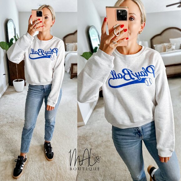 Play Ball Midi Graphic Sweatshirt | Women's Tops | Baseball Mom | Comfy - Picture 3 of 4